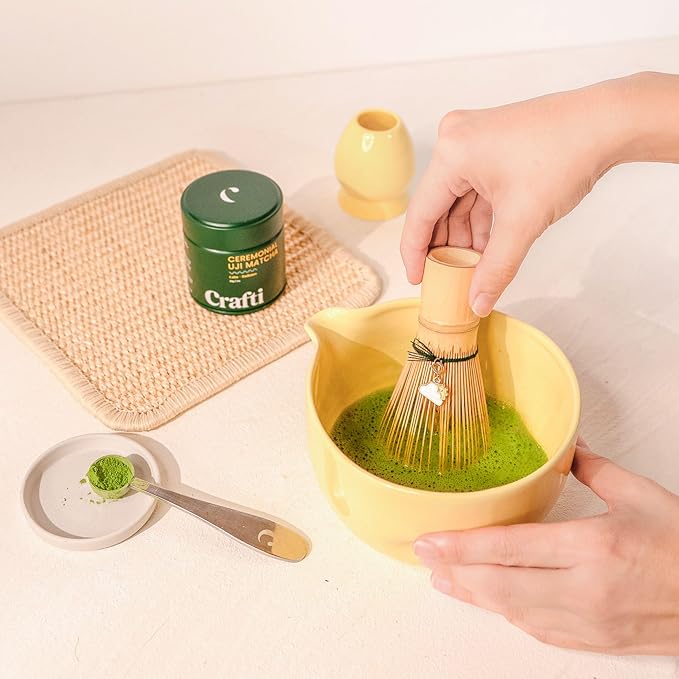 Crafti Matcha Whisk Set | Golden Hour 6-Piece Matcha Kit | Matcha Bowl - Image 9