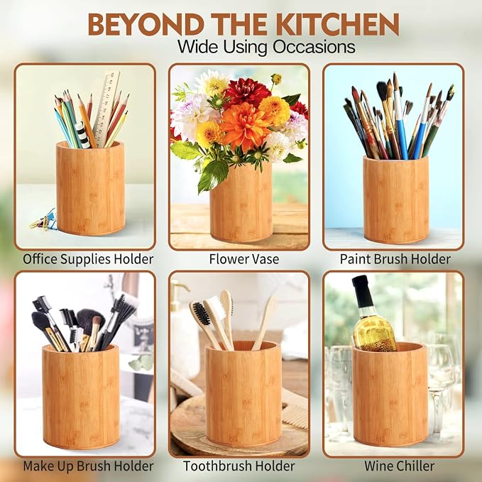 Bamboo Utensil Holder, Large Utensil Holders - Image 7