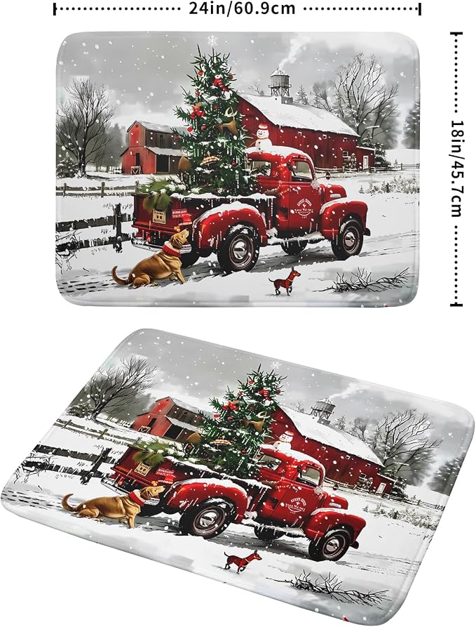 Red Truck Christmas Dish Drying Mat - Image 2