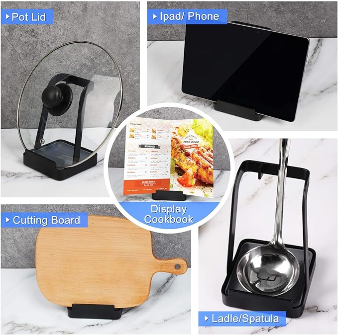 NiHome Versatile Pot Lid Ladle Holder Multipurpose Spatula Pad Book Cutting - Image 5