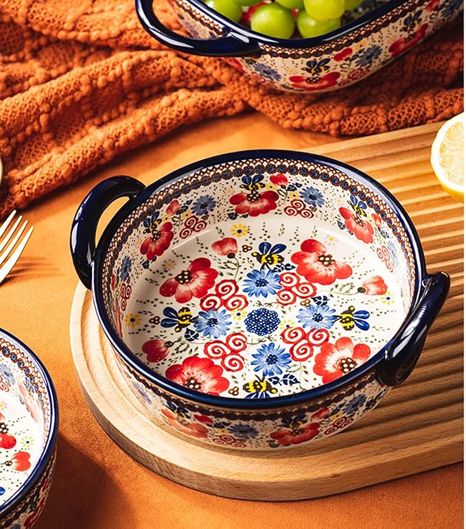 Vintage Flowers Style Ceramic Bakeware Casserole Dish Baking Pan Lasagna Pans - Image 4