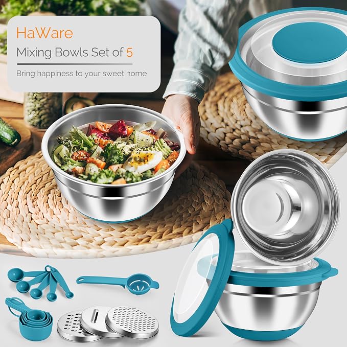 HaWare Mixing Bowls, 24-Piece Stainless Steel Salad Serving Bowl - Image 7