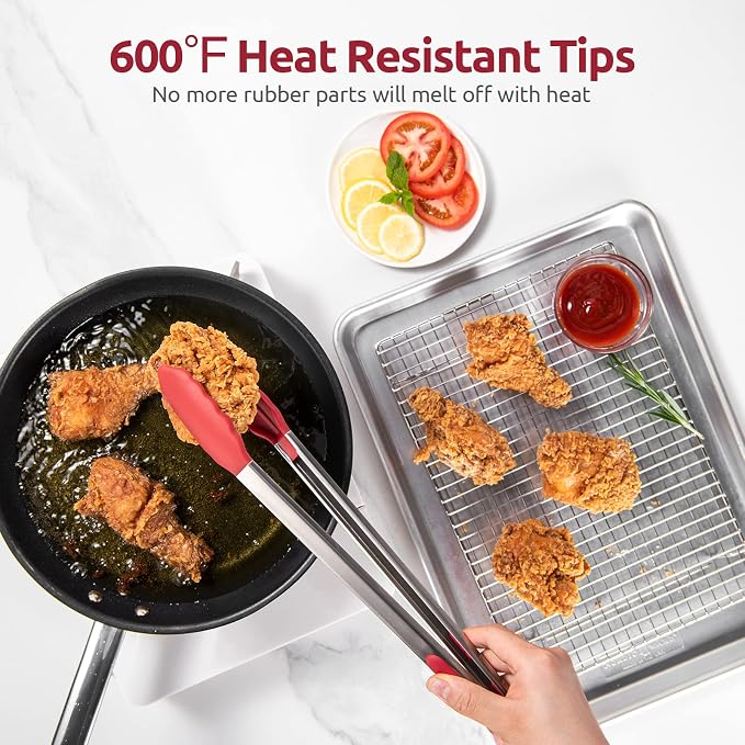 600ºF Heat Resistant Kitchen Tongs: U-Taste 16 inch Extra Long Large Silicone - Image 3