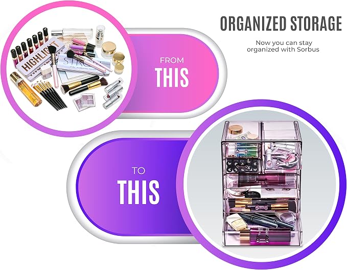 Sorbus Acrylic Makeup Organizer Set, 7-Drawer Vanity & Countertop Cosmetic - Image 4