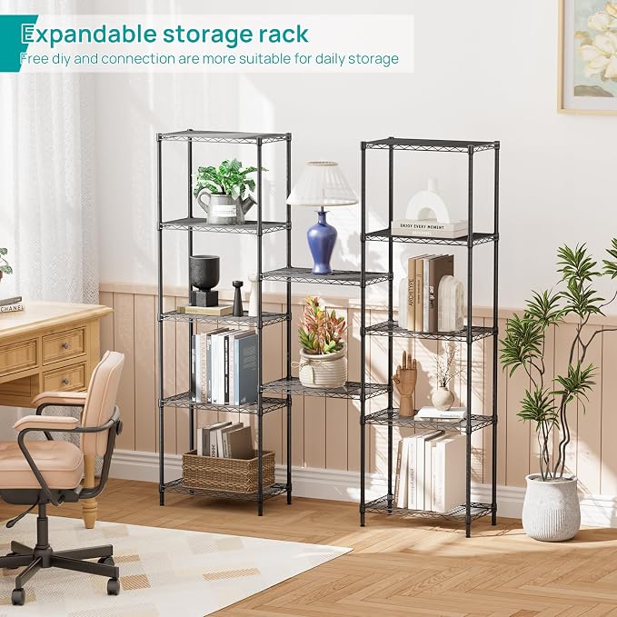 SINGAYE 6 Tier Adjustable Storage Shelf Wire Shelving Unit Metal Shelves - Image 5
