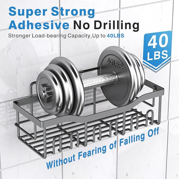 EUDELE Shower Caddy 2 Pack, Adhesive Shower Organizer - Image 4