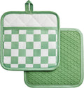 Ohocut Sage Green Checkered Pot Holder, Checkerboard Potholders by Ohocut