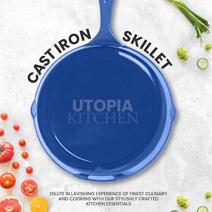 Utopia Kitchen Cast iron Skillets 3 Piece Set, Chefs Pan, Pre Seasoned Cast - Image 3