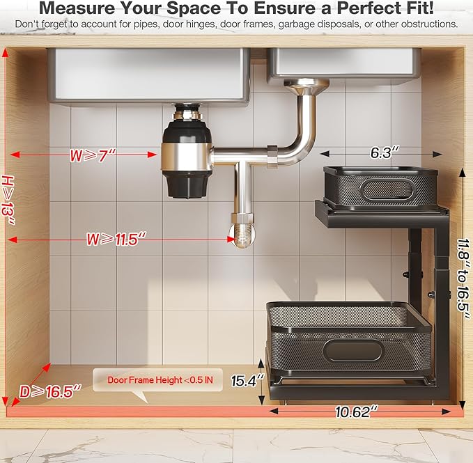2-Pack Under Sink Storage Organizer - Image 2