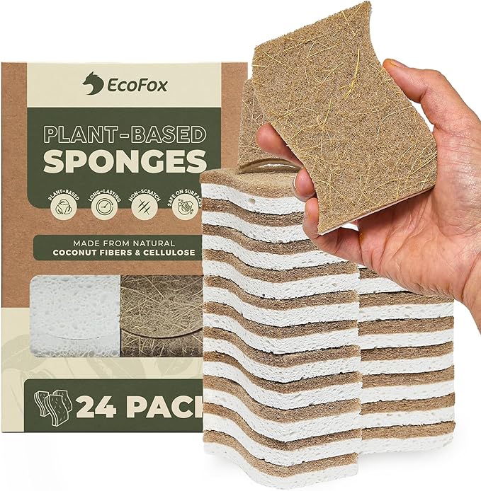 Plant-Based Kitchen Sponges | USDA Biobased Certified | FSC & PETA Approved | by EcoFox