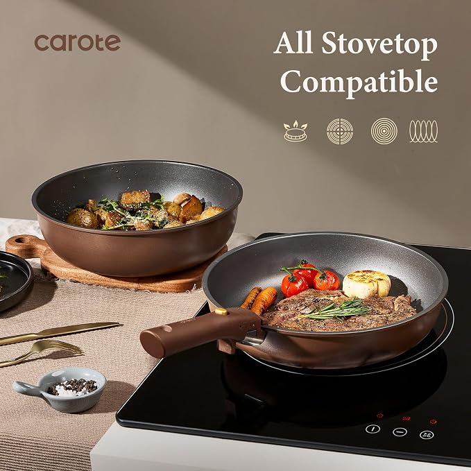 CAROTE 21pcs Pots and Pans Set, Nonstick Cookware Set Detachable Handle - Image 8