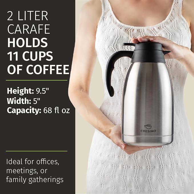 Thermal Coffee Carafe 2L / 68 oz – Updated 2025 Model – Insulated Stainless - Image 6