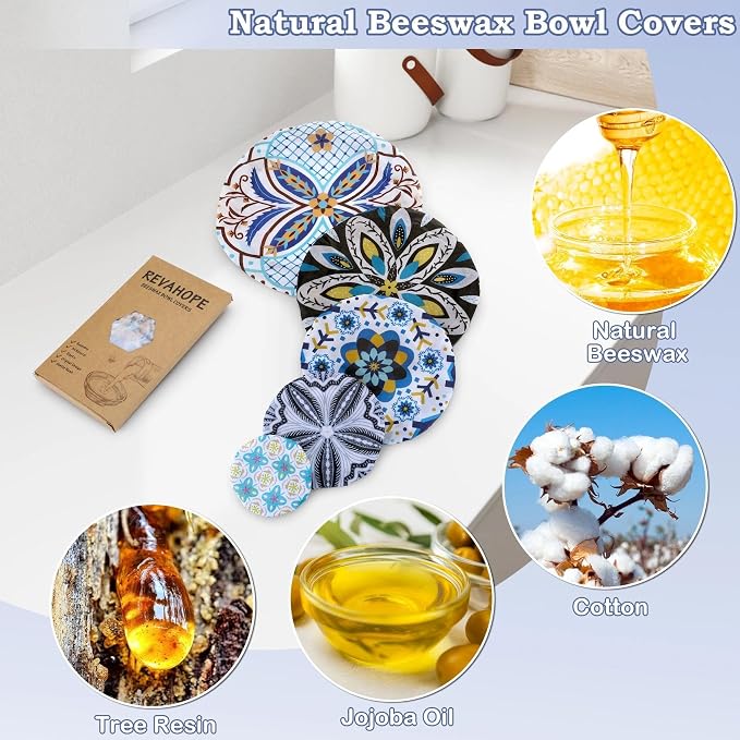 5-Size Reusable Beeswax Bowl Covers - Image 3