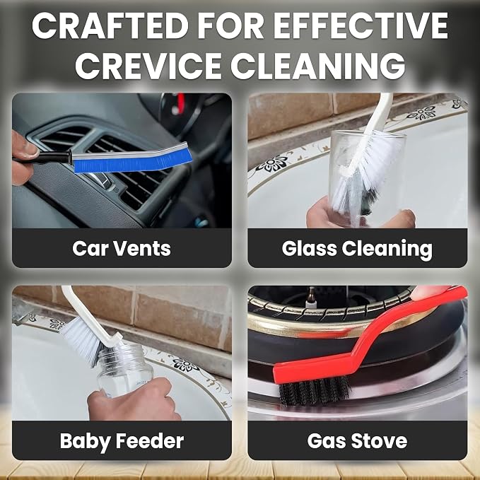 8 Pcs Crevice Cleaning Brush Set – Hard Bristle Cleaning Tools - Image 9