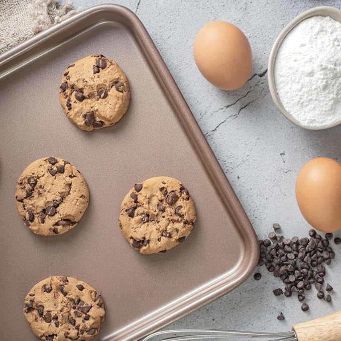 HAPPIELS 9 x 13-Inch Nonstick Quarter Sheet Pan Set of 2 | Non-Toxic, Rimmed - Image 6