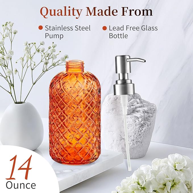14 Oz Refillable Glass Soap Dispenser - Image 3