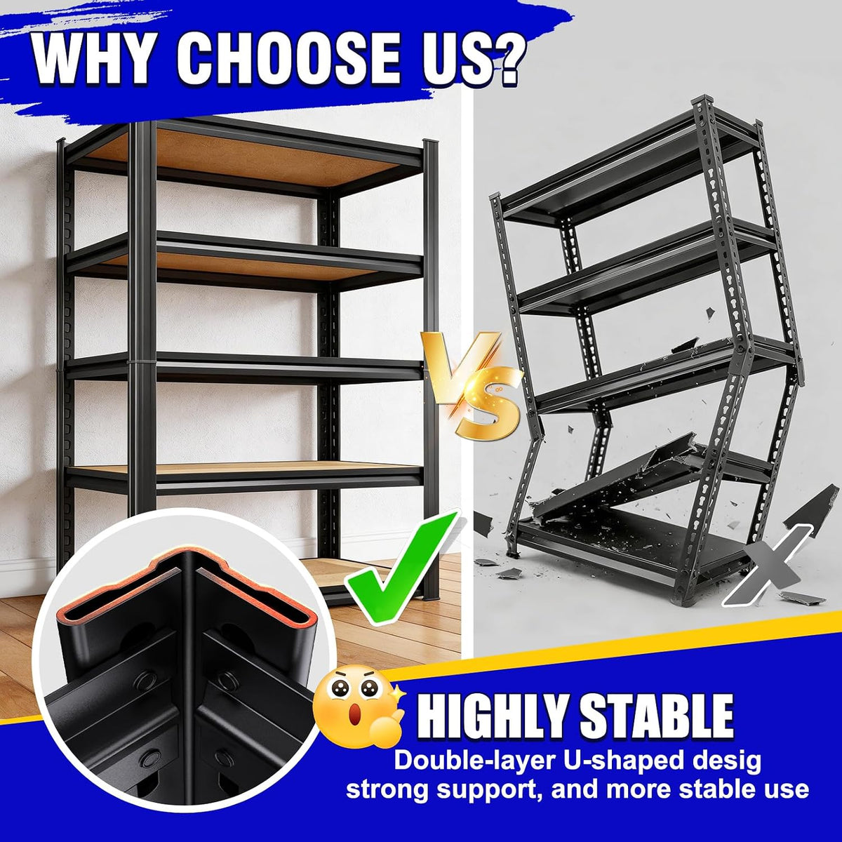 71"H-32"W-14"DGarage Shelving-5 Tier Garage Storage Shelves,Adjustable