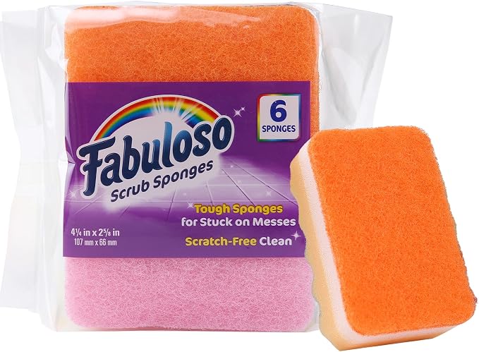 Fabuloso Scratch-Free Kitchen Dish Sponges, Rainbow Cellulose Scrubber Sponge by Fabuloso