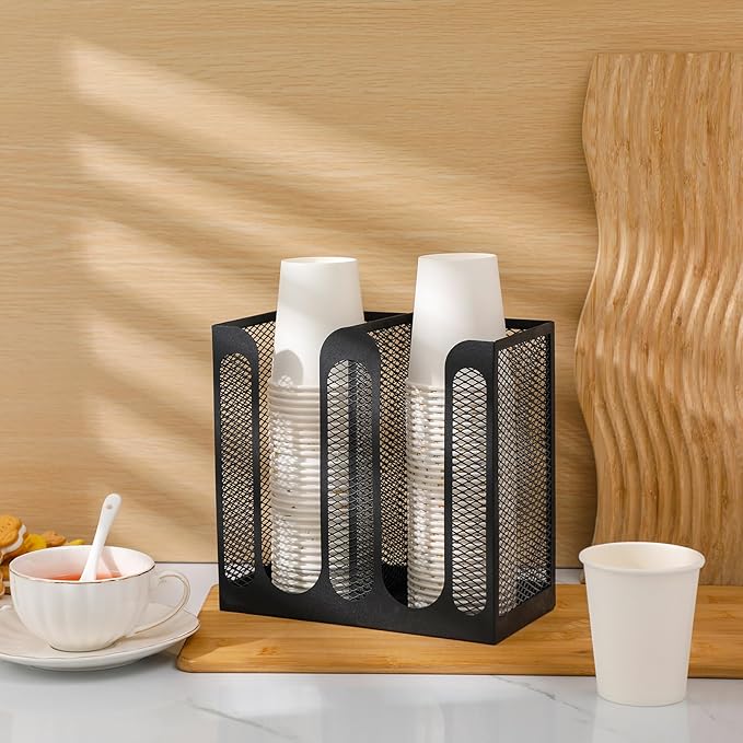 Maxcheck Metal Mesh Cup and Lid Holder Coffee Paper Cup Dispenser Lid Holder - Image 4