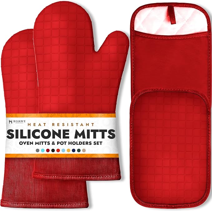 HOMWE Silicone Oven Mitts and Pot Holders by HOMWE