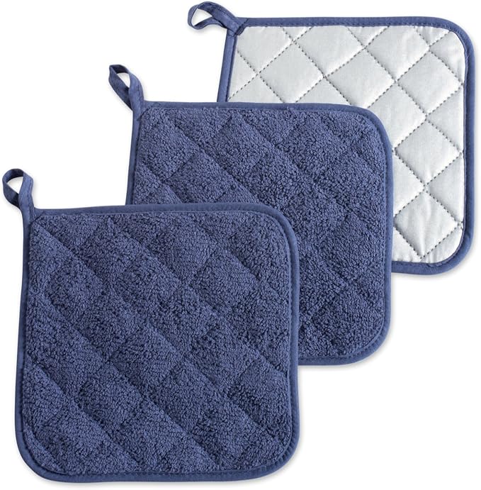DII Basic Terry Collection Quilted 100% Cotton, French Blue, 3 Piece by DII