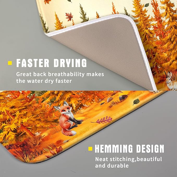 Autumn Drying Matt Kitchen Counter Small Absorbent Coffee Mat Fall Forest - Image 3