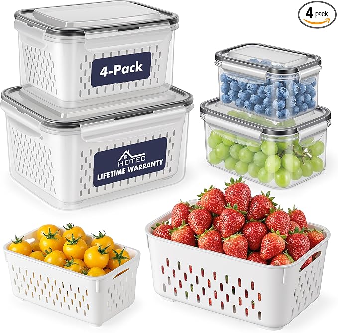 HOTEC 4-Pack Large Fruit Storage Container by Hotec