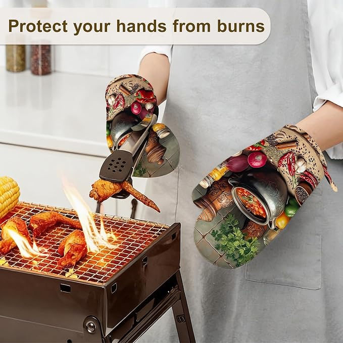 Herbs Spices Seasonings Oven Mitts and Pot Holders Set of 4, Heat Resistant Non - Image 6