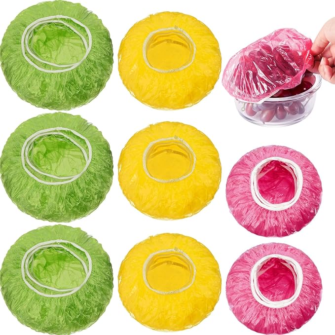 Boao 120 Pieces Reusable Elastic Food Bowl Storage Covers 3 Size Colorful Bowl by Boao