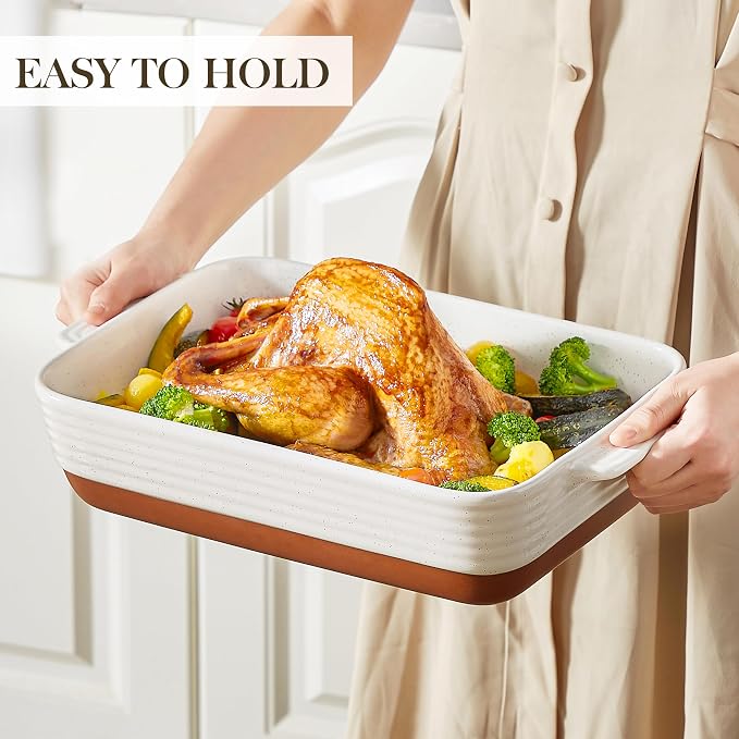 MALACASA Baking Dish 4.8 Qt Ceramic Casserole & Lasagna Pan, 9x13 Inch Deep - Image 6