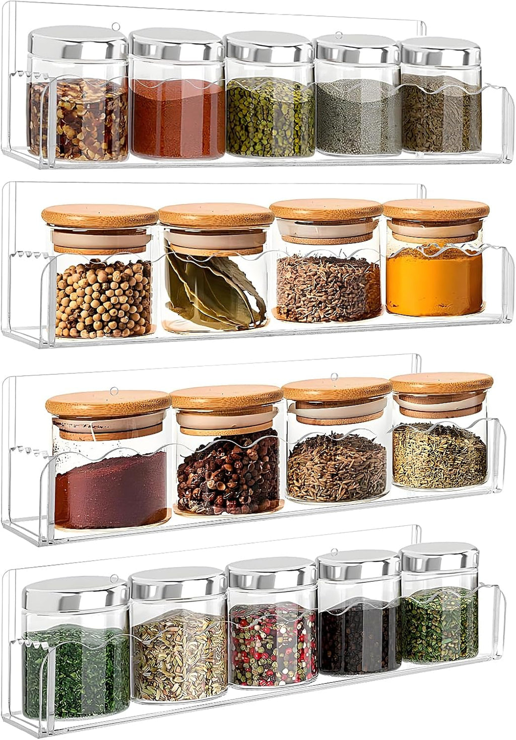 10 inch Spice Rack Wall Mounted,4 Pack Spice Organizer Shelf for Stove