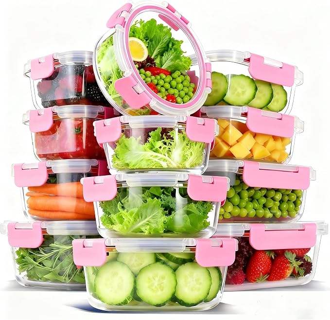 12 Pack Glass Meal Prep Food Storage Containers by Bestfull
