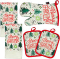 Oven Mitts and Potholders Dish Towles Set 100% Cotton by Firstall
