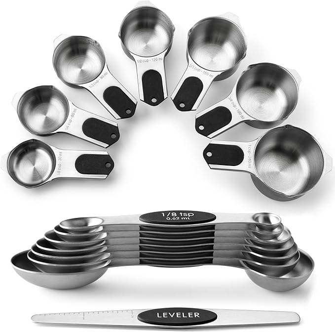 Spring Chef Magnetic Measuring Cups & Spoons Set, Strong N45 Magnets, Heavy by SpringChef