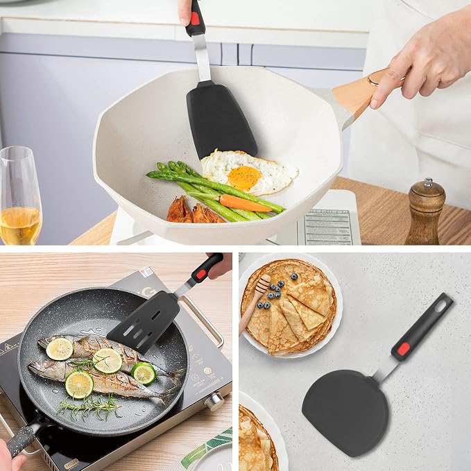 Hotec Silicone Spatula Turner for Nonstick Cookware, Cooking Spatulas 600°F - Image 3