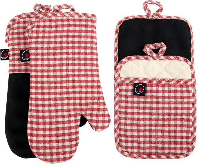 Oven Mitts and PotHolders Sets, Non-Slip Neoprene Oven Mitts are Suitable by Firstall