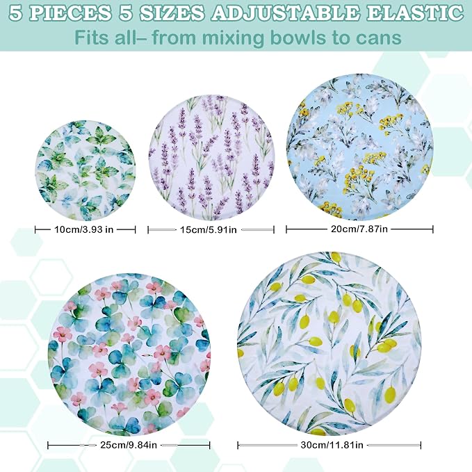 5-Size Reusable Beeswax Bowl Covers - Image 2