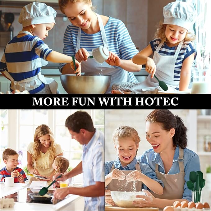 HOTEC 600℉ Heat Resistant BPA-Free Silicone Rubber Spatula Set, Kitchen Cooking - Image 7