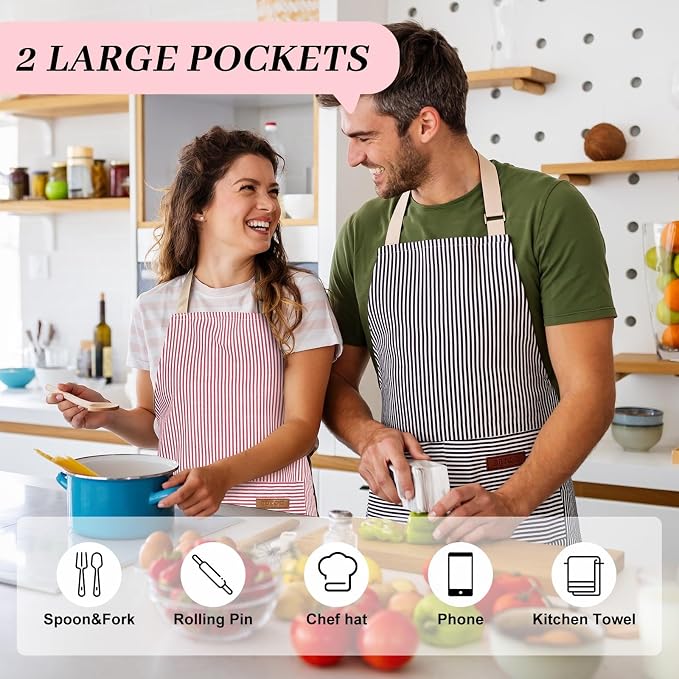 2Pack Adjustable Kitchen Apron for Women Men - Image 4