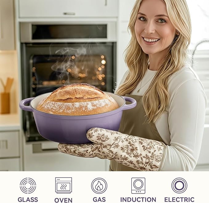 Oval Dutch Oven for Bread Baking, 4.5 Quart Non Stick Enameled Cast Iron Dutch - Image 6