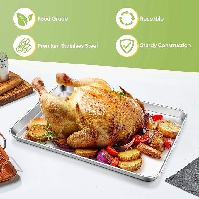 TeamFar Stainless Steel Baking Sheet, 20’’ x 14’’ Large Baking Sheet Pan - Image 7