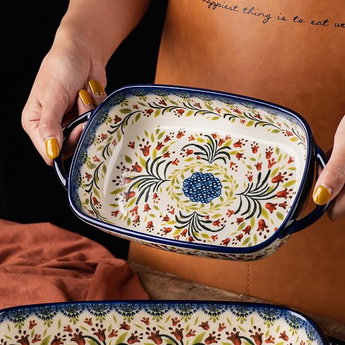 Baking Dish Ceramic Baking Pan Blue Casserole Dish Rectangular Baking Set 2pcs - Image 6