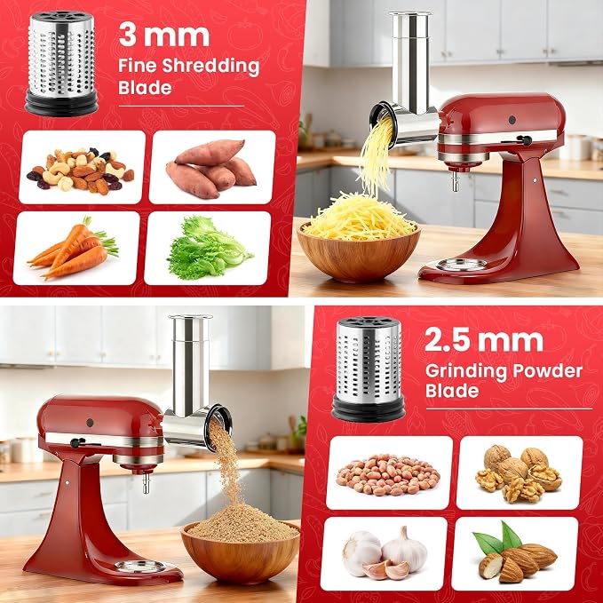 KITOART Stainless Steel Slicer Shredder & Cheese Grater Attachment - Image 4