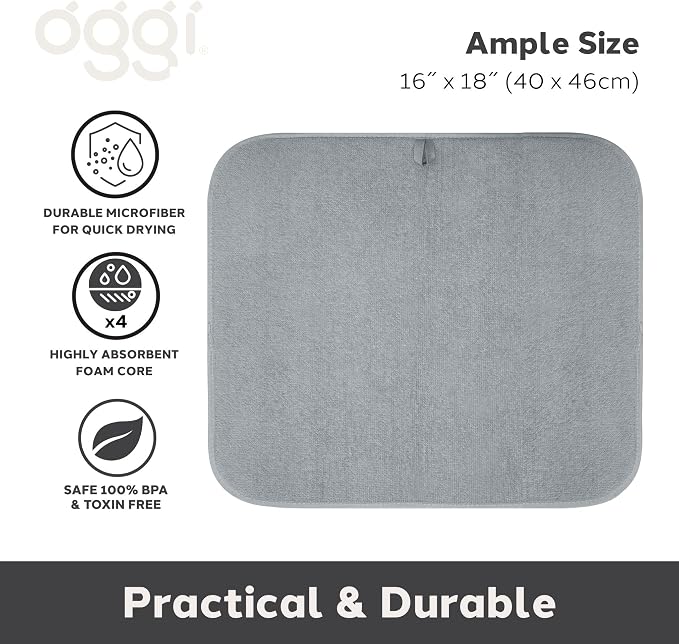 OGGI Absorbent, Reversible Microfiber Dish Drying Mat - Image 2