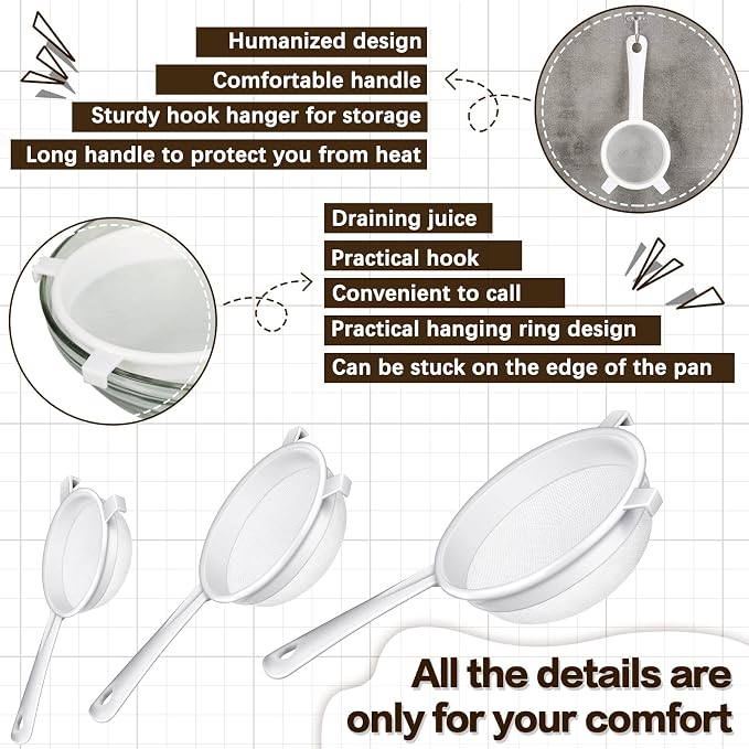 Skyley 3 Pcs Plastic Nylon Mesh Strainer Colander - Image 4