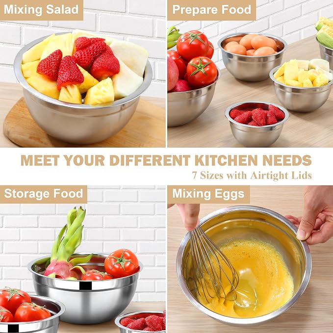 7 Piece Stainless Steel Mixing Bowls - Image 6