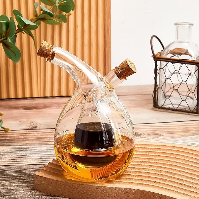 Suclain 2 Pcs Oil and Vinegar Dispenser, 2 in 1 Glass Olive Oil and Vinegar - Image 3