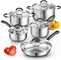 Cook N Home Stainless Steel Cookware Sets 10-Piece, Pots and Pans Kitchen by CookNHome