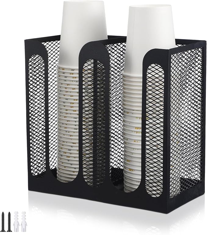 Maxcheck Metal Mesh Cup and Lid Holder Coffee Paper Cup Dispenser Lid Holder by Maxcheck