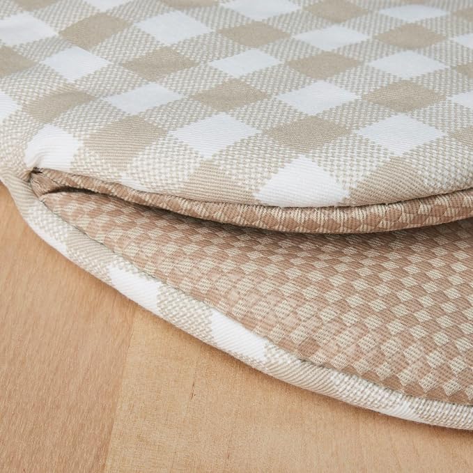 KitchenAid Gingham Mini Oven Mitt 2-Pack Set, Milkshake Tan - Image 4